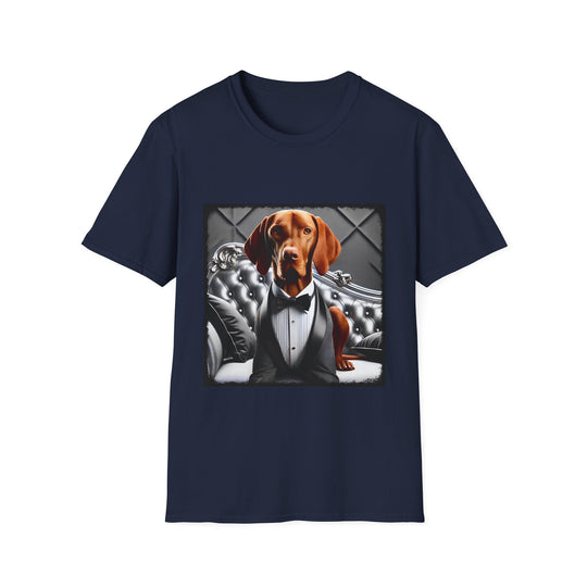 Vizsla Tux Luxe design dog lover unisex t-shirt in navy