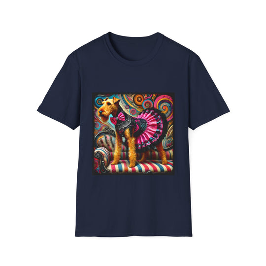 Airedale Terrier Fashionista design dog lover unisex t-shirt in navy