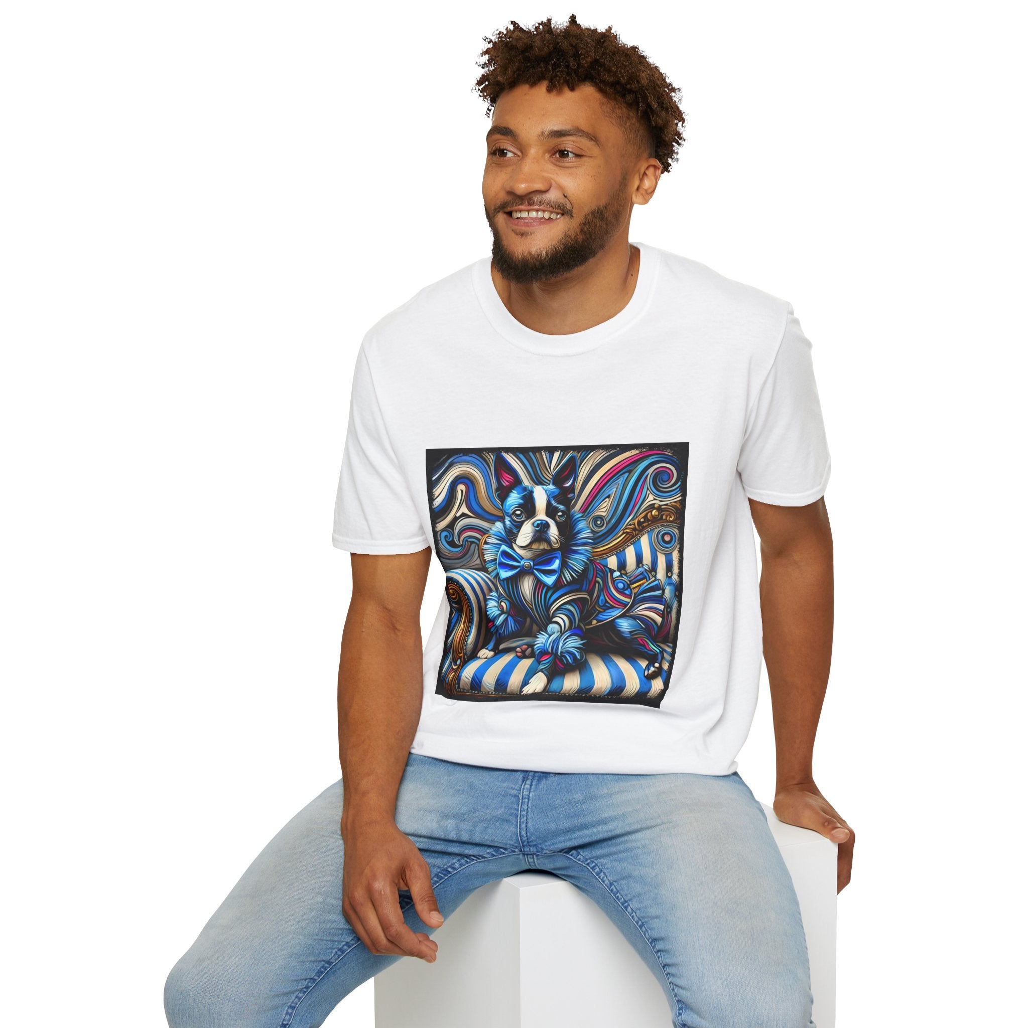 Boston Terrier Blue Rocker | Unisex Dog T-Shirt
