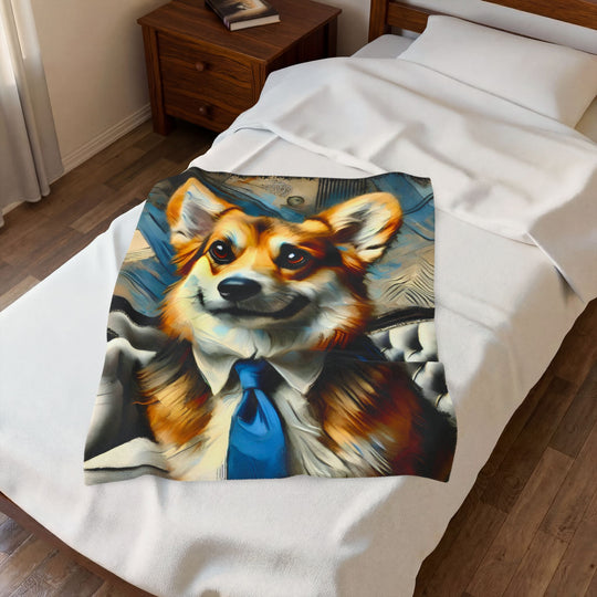 Pembroke Welsh Corgi Blanket Classic Gent Dog Lover Gift velveteen plush blanket
