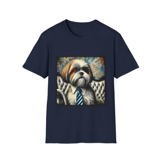 Shih Tzu Chill Gent design dog lover unisex t-shirt in navy