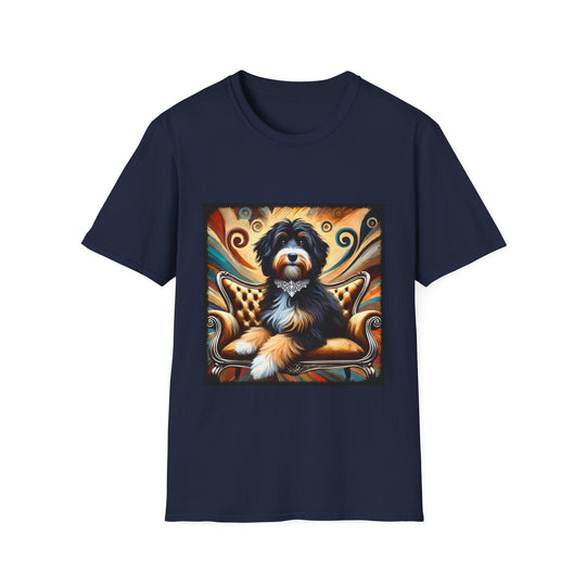 Bernedoodle Diamond Swirl design dog lover unisex t-shirt in navy