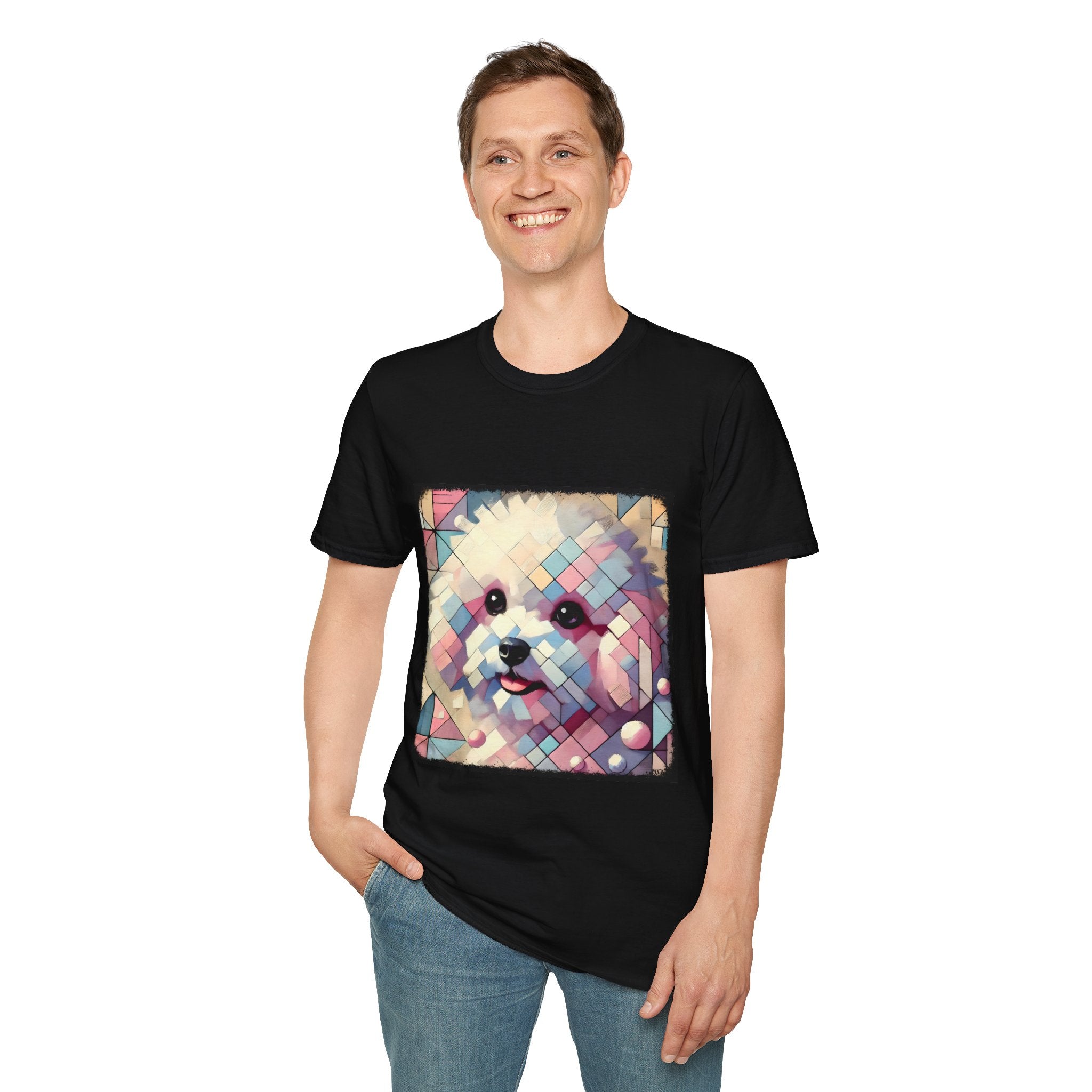 Bichon Frise Pastel Geometric | Unisex Dog T-Shirt