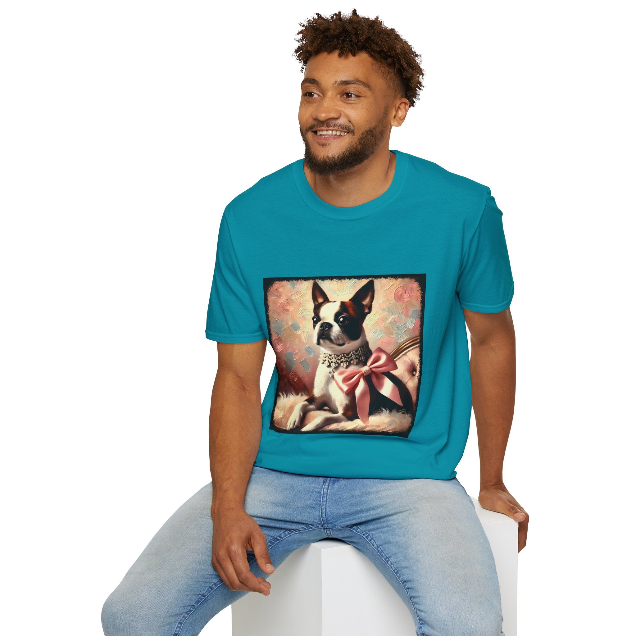 Boston Terrier Pink Bow Classic | Unisex Dog T-Shirt