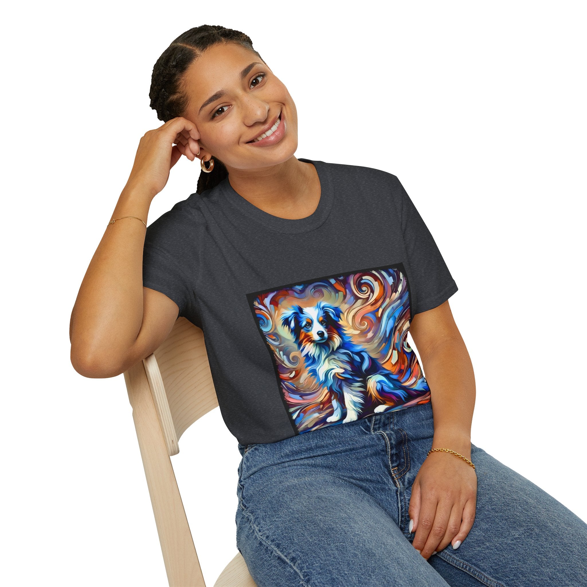 Miniature American Shepherd Blue Merle Swirl | Unisex Softstyle T-Shirt