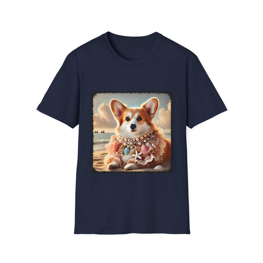 Pembroke Welsh Corgi Ocean Queen design dog lover unisex t-shirt in navy