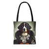Bernese Mountain Dog Tote Bag Diamond Queen Dog Lover Gift tote bag in black