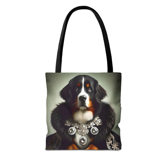 Bernese Mountain Dog Tote Bag Diamond Queen Dog Lover Gift tote bag in black
