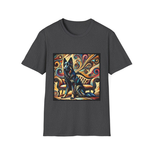 German Shepherd Multicolor Swirl design dog lover unisex t-shirt in dark heather