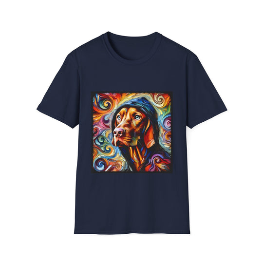 Vizsla Relaxed Swirl design dog lover unisex t-shirt in navy