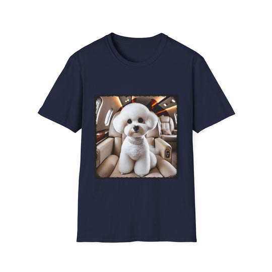 Bichon Frise Passport Pup design dog lover unisex t-shirt in navy