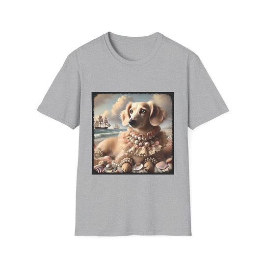 Dachshund Seashell Siren design dog lover unisex t-shirt in sport grey