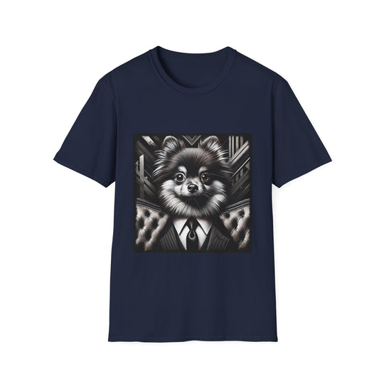 Pomeranian B&W Bold Eyes design dog lover unisex t-shirt in navy
