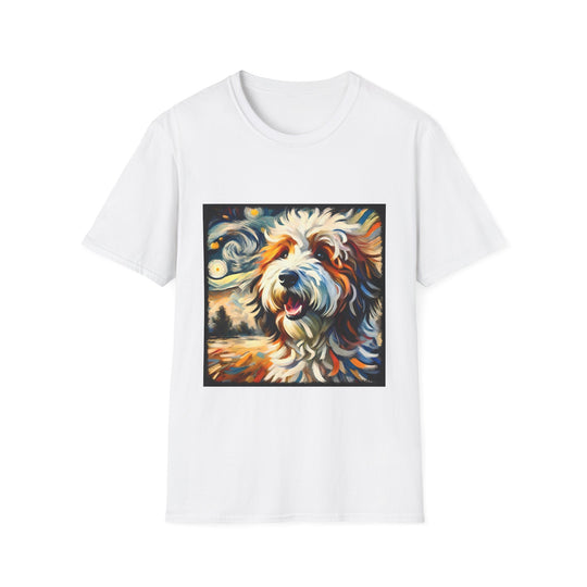 Bernedoodle Vivid Swirl design dog lover unisex t-shirt in white