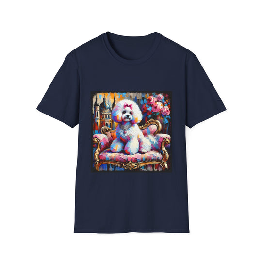 Bichon Frise diamond Princess Classic design dog lover unisex t-shirt in navy