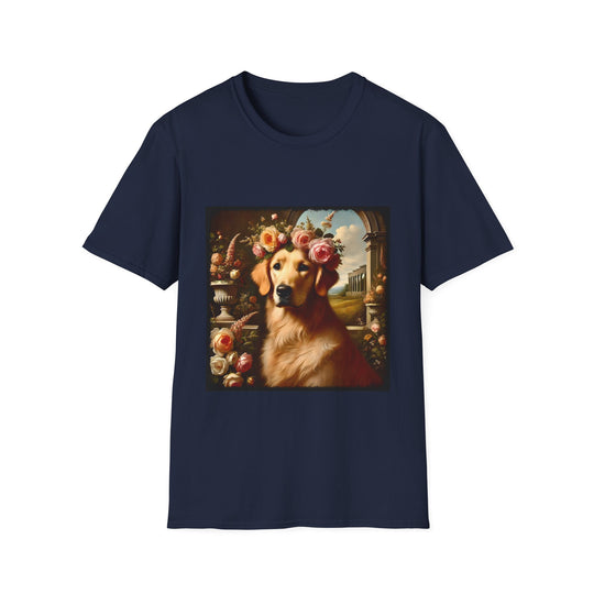 Golden Retriever Garden Bliss design dog lover unisex t-shirt in navy