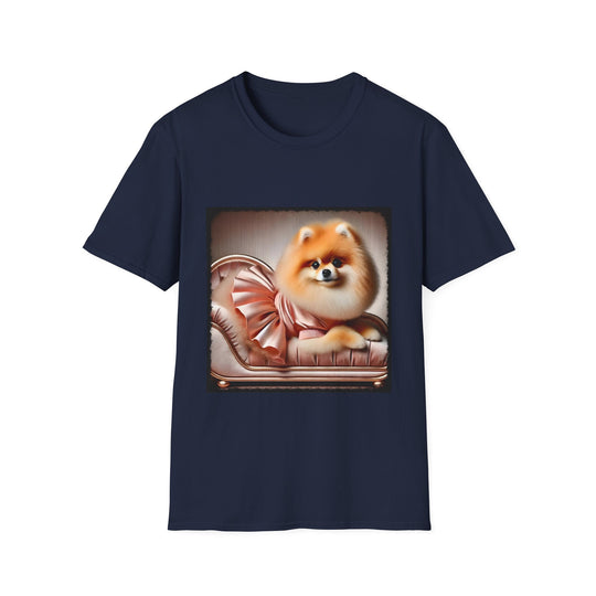Pomeranian Peach Princess design dog lover unisex t-shirt in navy