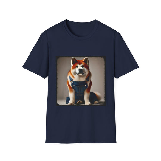 Akita Denim Dude design dog lover unisex t-shirt in navy