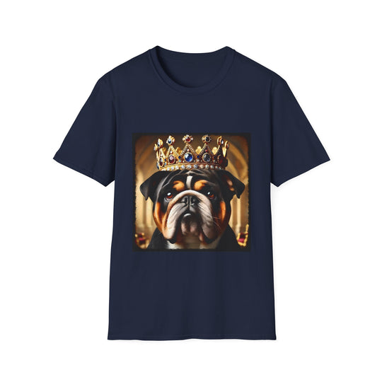 Bulldog Royal Flex design dog lover unisex t-shirt in navy