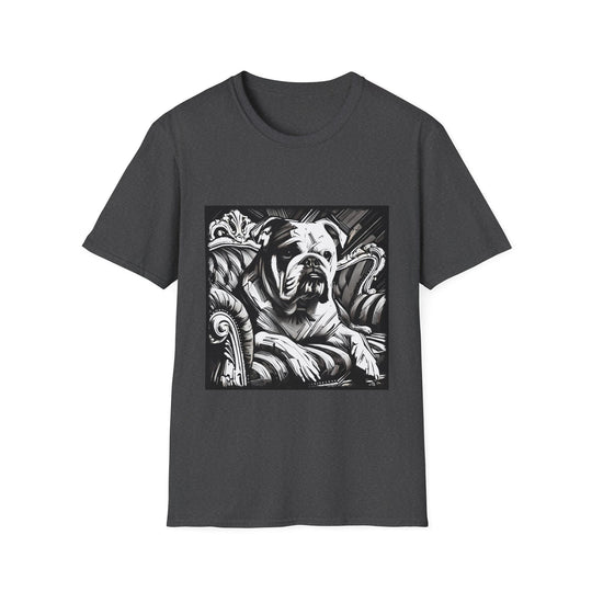 Bulldog B&W Bold design dog lover unisex t-shirt in dark heather