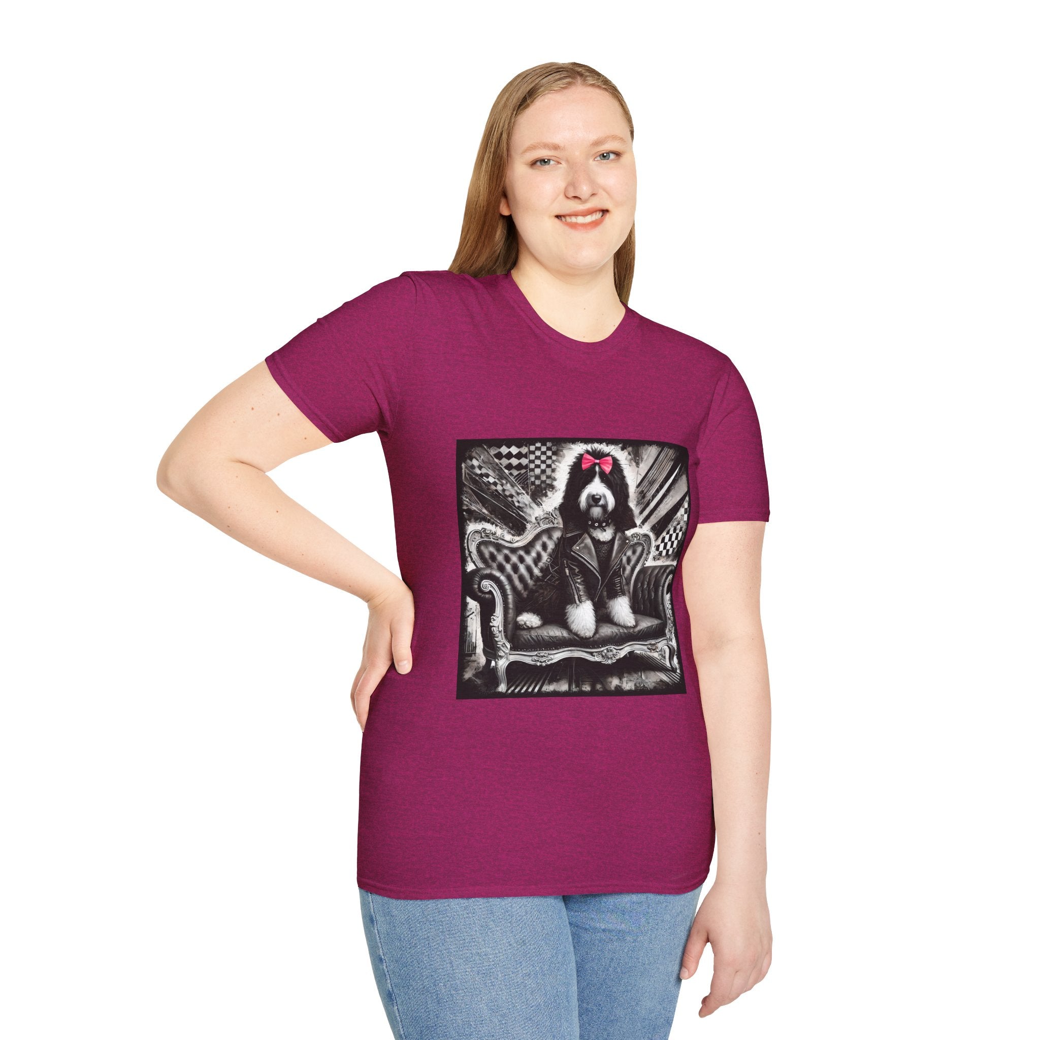 Bernedoodle B&W Pink Bow | Unisex Dog T-Shirt