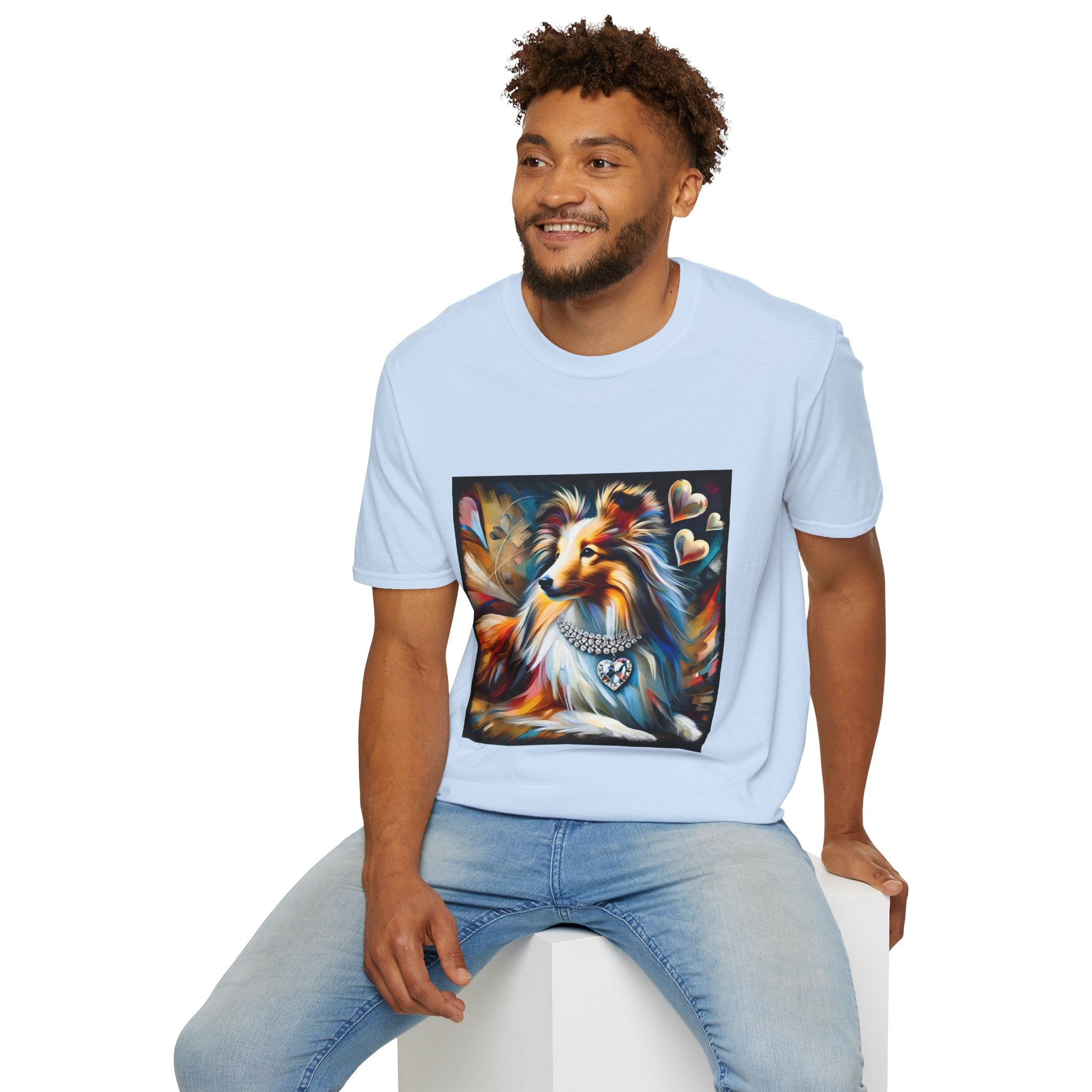 Shetland Sheepdog Diamond Heart Swirl | Unisex Dog T-Shirt