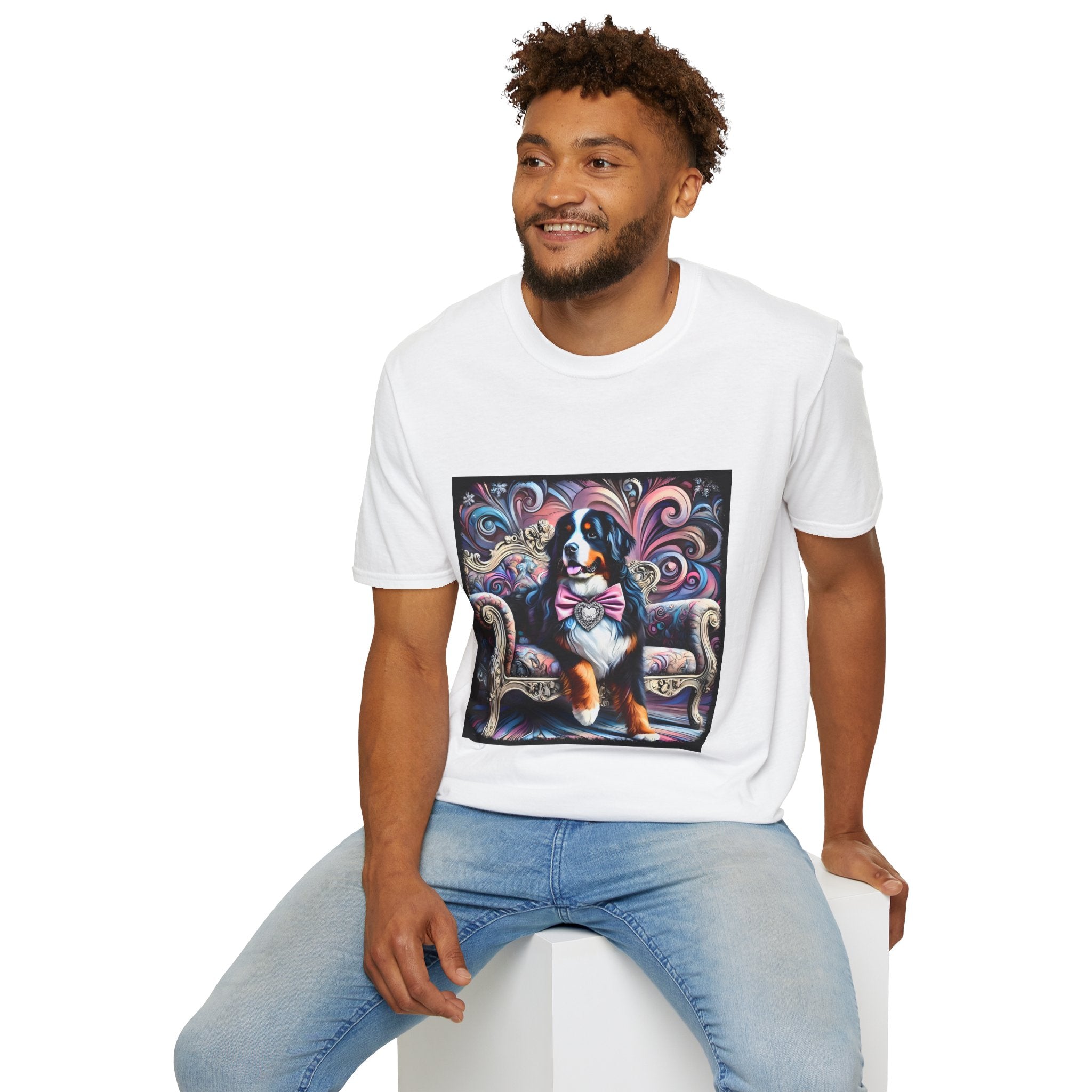 Bernese Mountain Dog Purple Diamond Vivid Swirl | Unisex Dog T-Shirt
