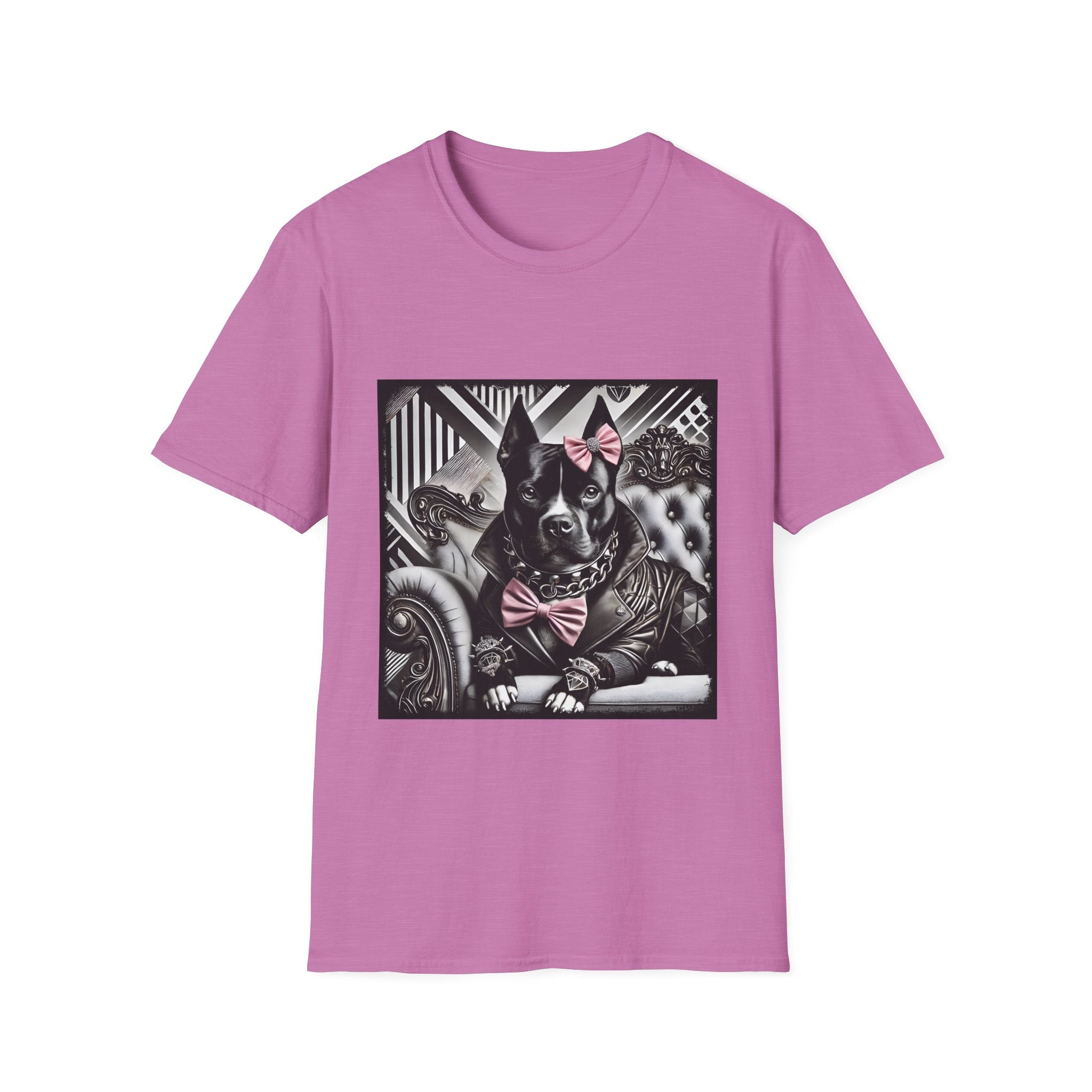 American Pit Bull Terrier Shirt | B&W Pink Bow Rocker Dog Lover Tee