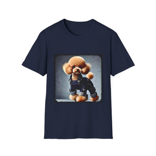 Poodle Denim Dream design dog lover unisex t-shirt in navy