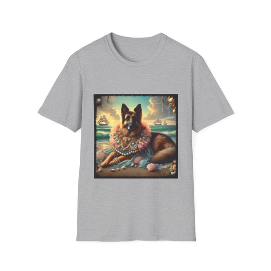German Shepherd Seashell Siren design dog lover unisex t-shirt in sport grey
