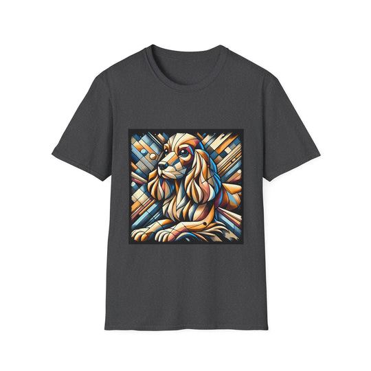 Cocker Spaniel Bold Geometric design dog lover unisex t-shirt in dark heather
