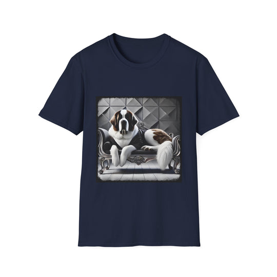 Saint Bernard Tux Luxe design dog lover unisex t-shirt in navy