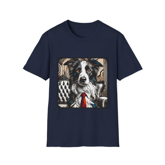 Border Collie Bold Gentleman design dog lover unisex t-shirt in navy