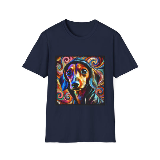 Dachshund Relaxed Swirl Unisex Dog T-Shirt unisex t-shirt in navy