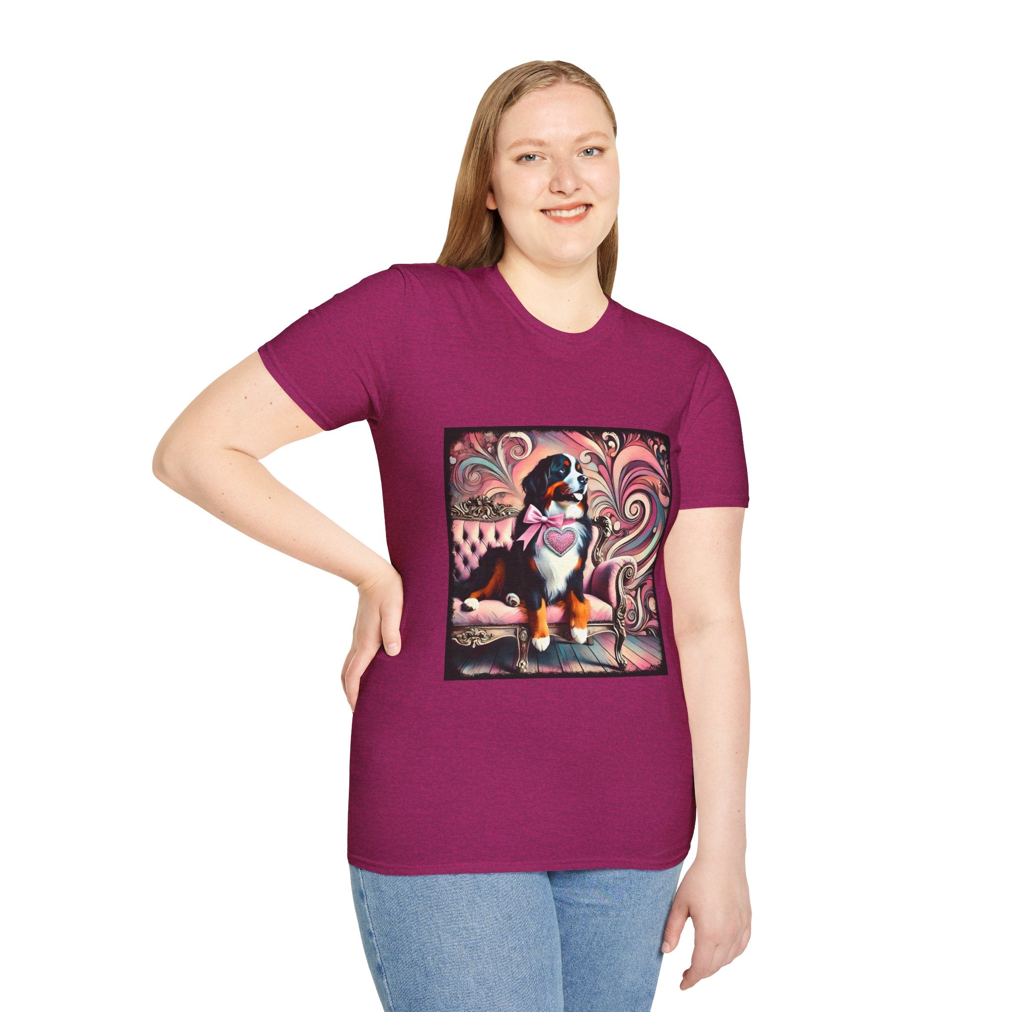 Bernese Mountain Dog Pink Swirl | Unisex Dog T-Shirt