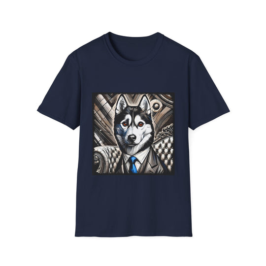 Siberian Husky B&W Bold Eyes design dog lover unisex t-shirt in navy