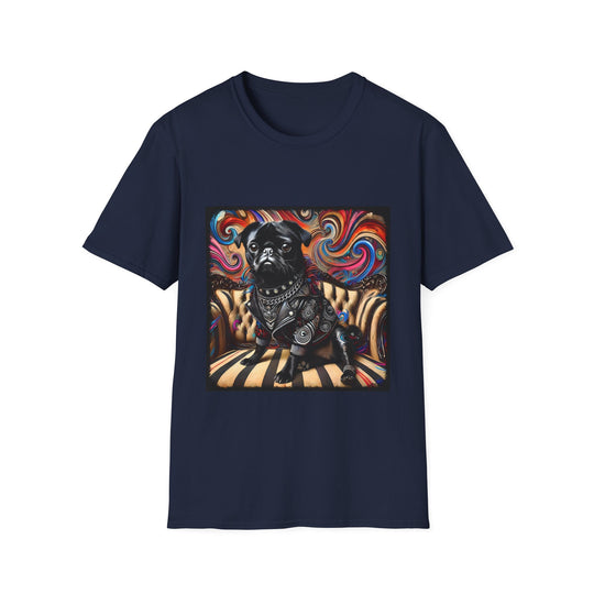 Pug Bold Rebel design dog lover unisex t-shirt in navy