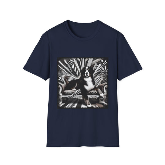 Bernese Mountain Dog B&W Bold design dog lover unisex t-shirt in navy
