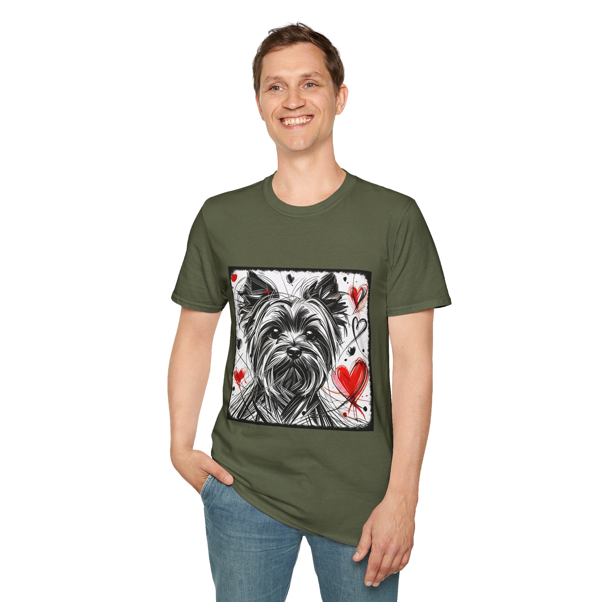 Yorkshire Terrier Bold Heart Sketch | Unisex Dog T-Shirt