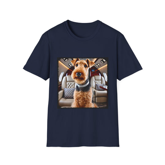 Airedale Terrier Luxe Flier design dog lover unisex t-shirt in navy
