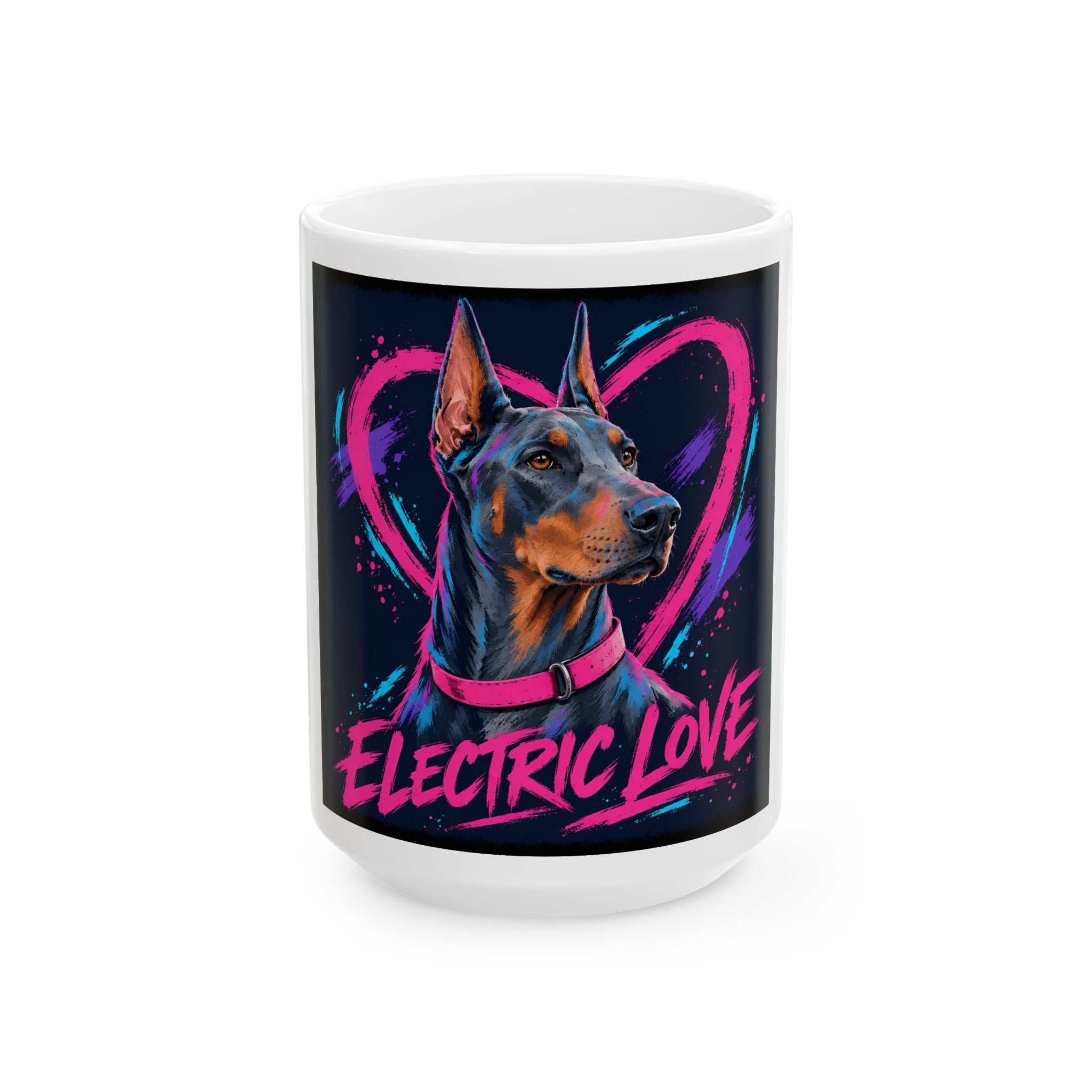 Blue Doberman Pinscher Ceramic Mug | Electric Love Dog Lover Gift