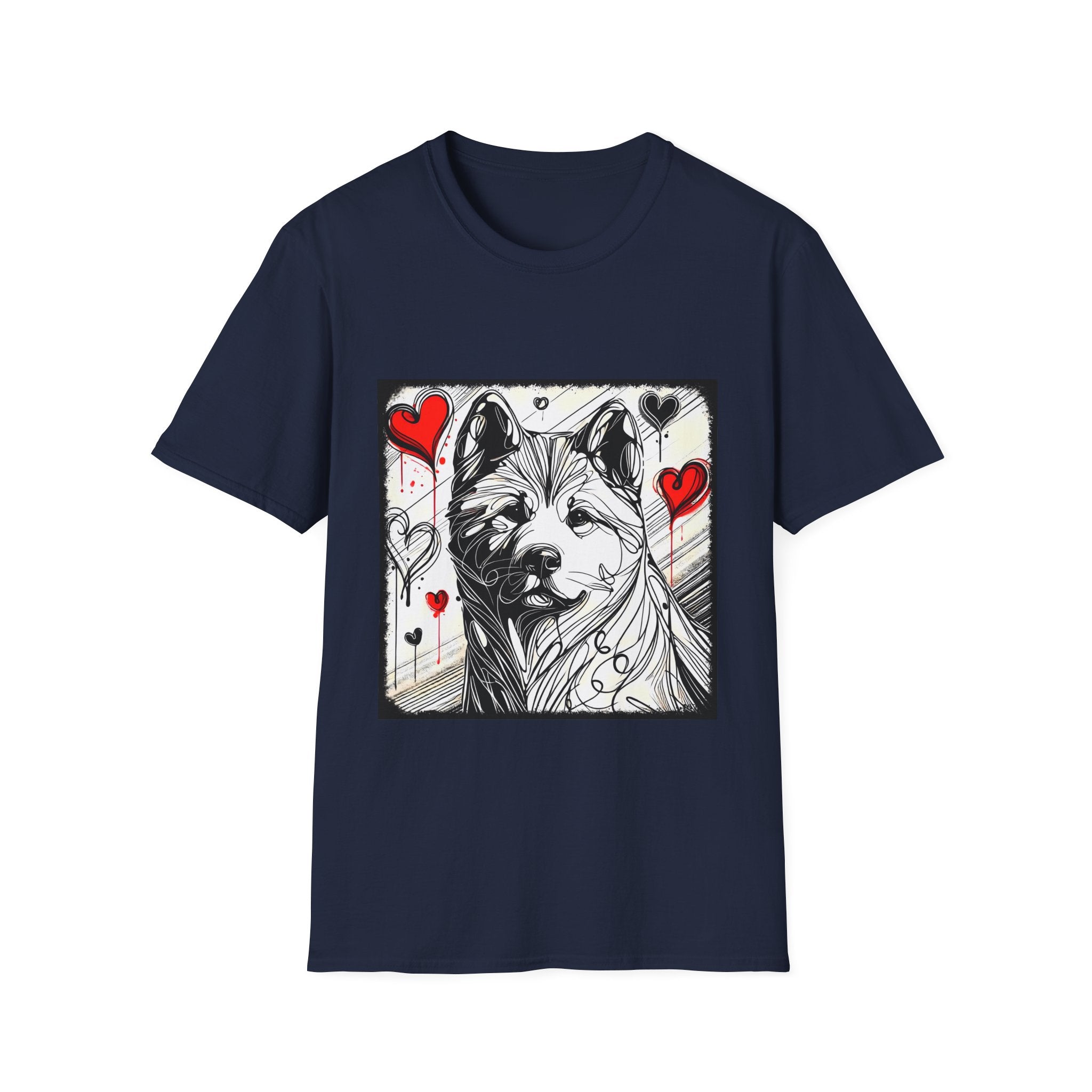 Akita Shirt | Bold Heart Sketch Dog Lover Tee