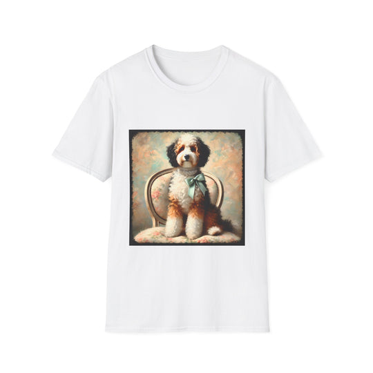 Bernedoodle Poised Classic design dog lover unisex t-shirt in white