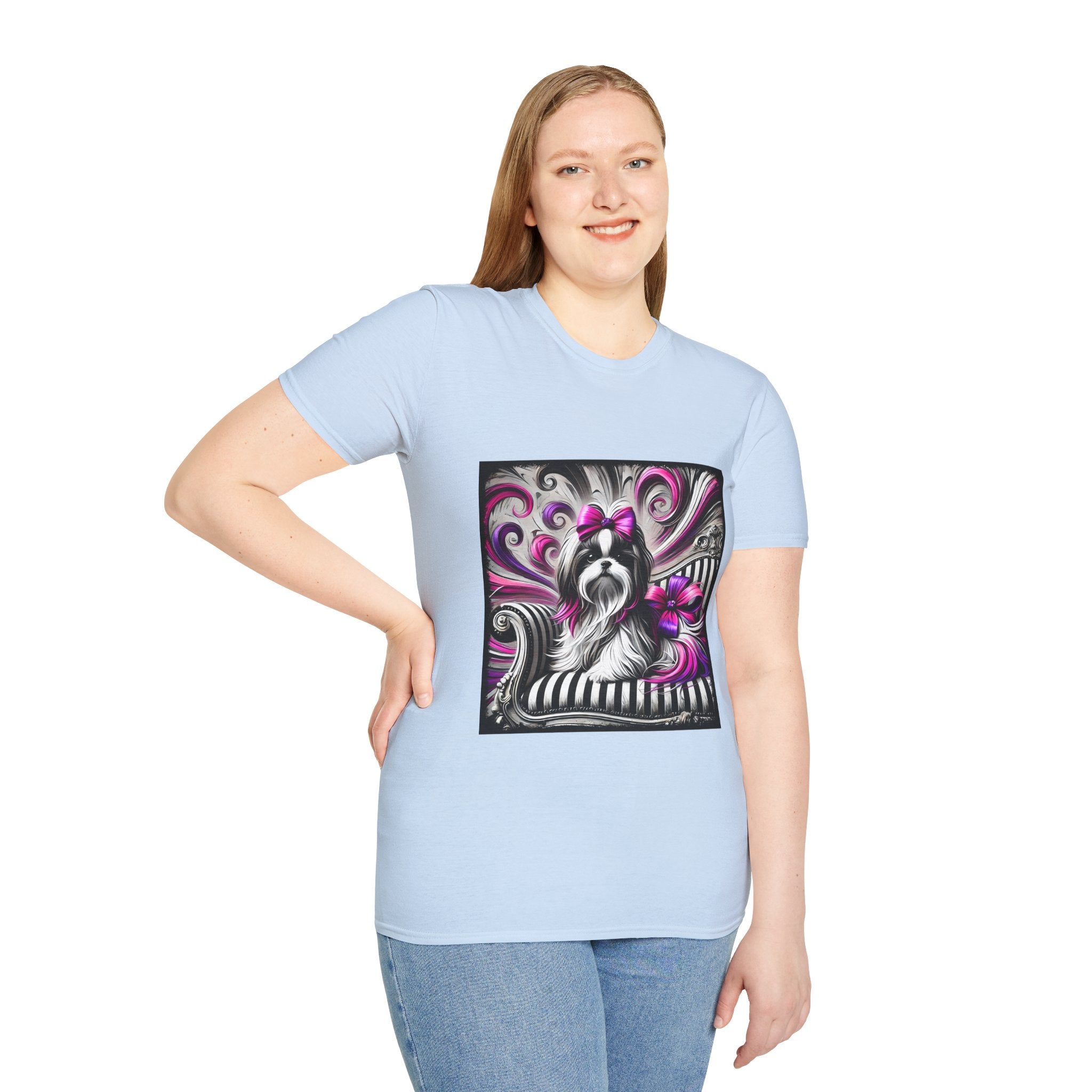 Shih Tzu B&W Pink Bow | Unisex Dog T-Shirt