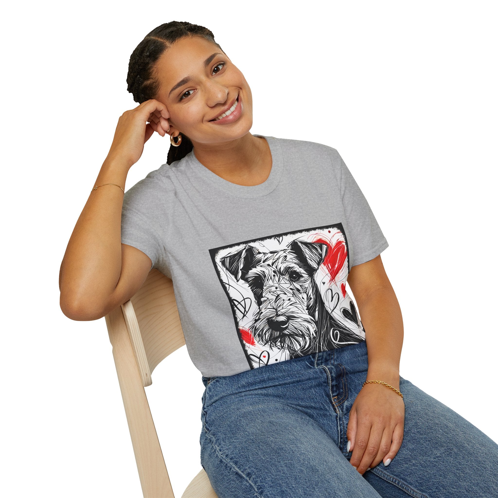 Airedale Terrier Shirt | Bold Heart Sketch Dog Lover Tee