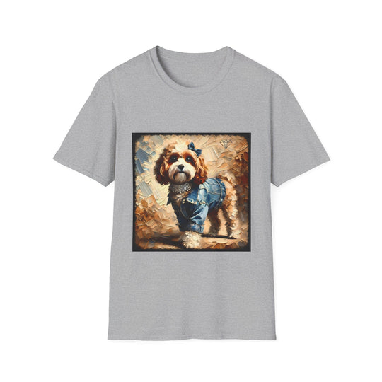 Cavapoo Denim Diva Classic design dog lover unisex t-shirt in sport grey