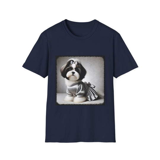 Shih Tzu Silver Sweetheart design dog lover unisex t-shirt in navy