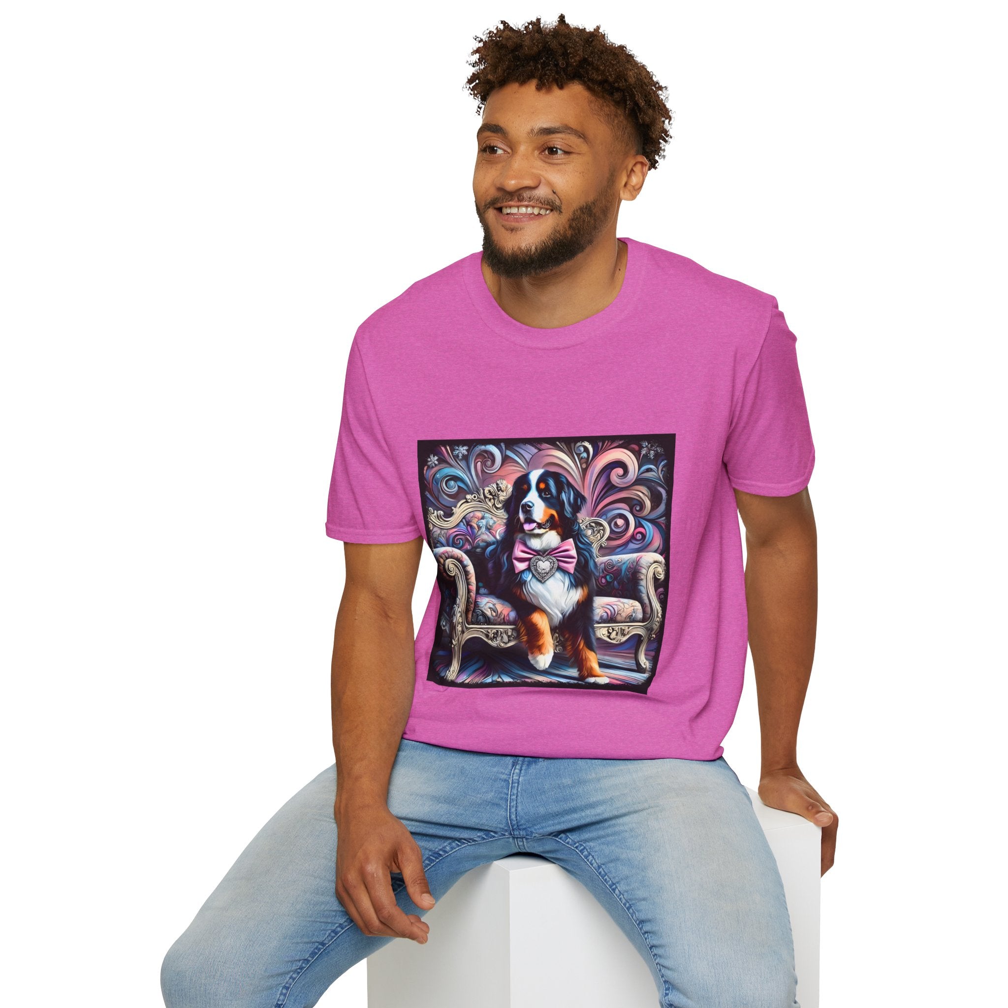 Bernese Mountain Dog Purple Diamond Vivid Swirl | Unisex Dog T-Shirt