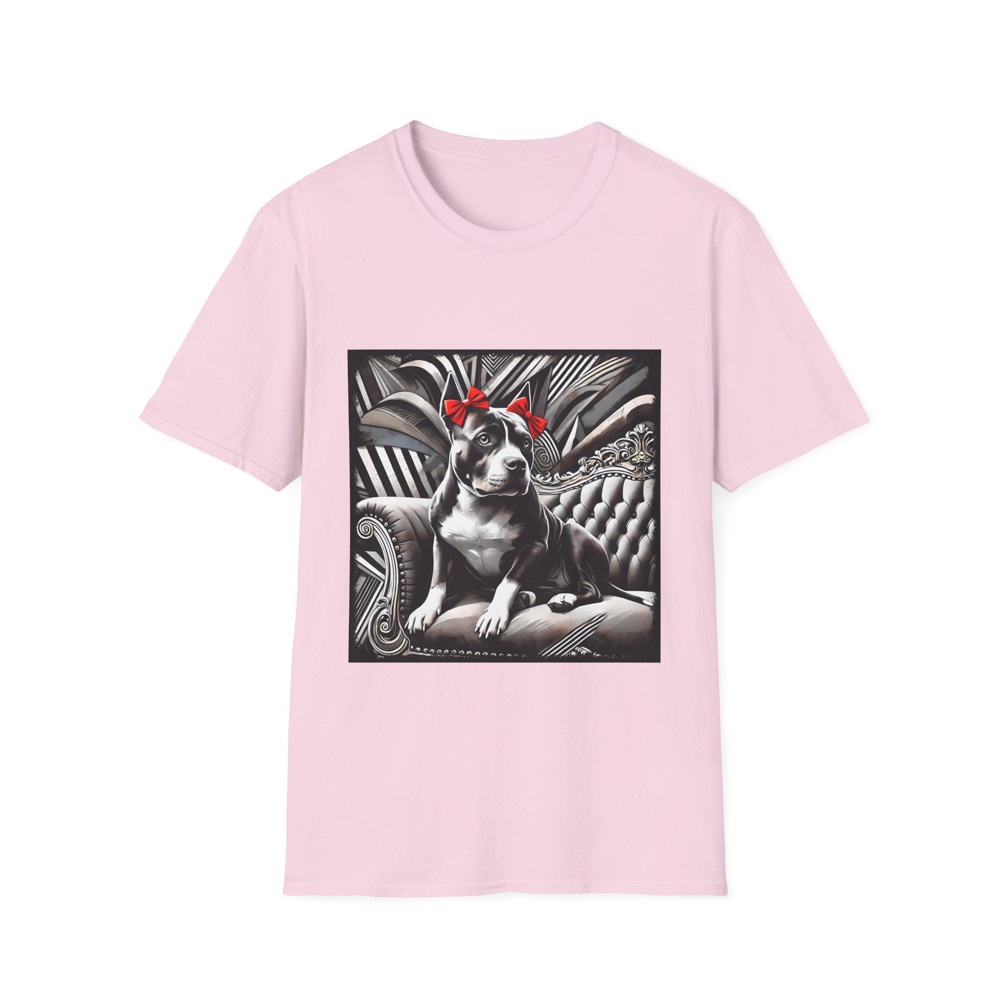 American Pit Bull Terrier Shirt | B&W Red Bow Dog Lover Tee