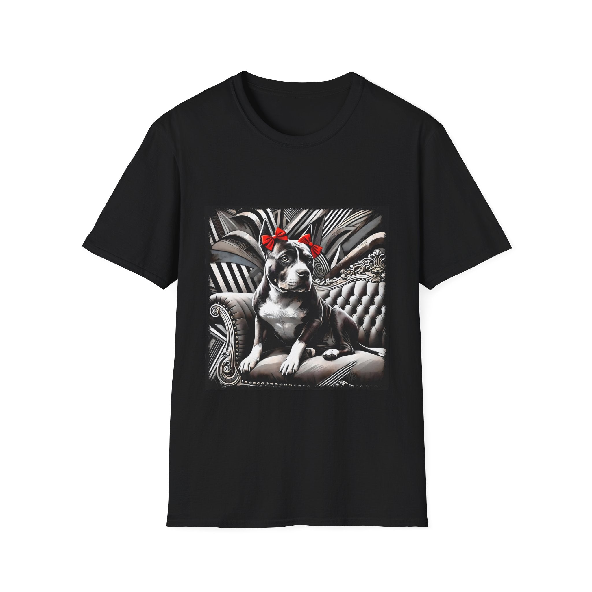 American Pit Bull Terrier Shirt | B&W Red Bow Dog Lover Tee